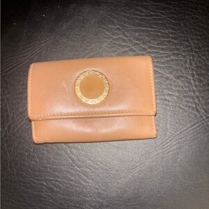 BVLGARI Tan Leather 5 keychain holder wallet